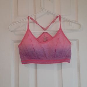 Athletic sports bra pink and purple ombre